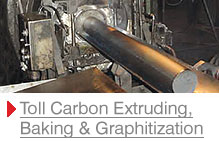 Toll carbon extruding, baking and graphitization
